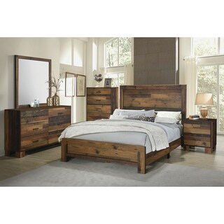 Coaster Furniture Sidney Rustic Pine 4-piece Panel Bedroom Set