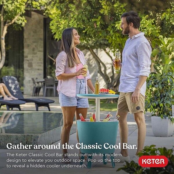 Modern Cool Bar Outdoor Patio Furniture and Hot Tub Side Table with 7.5 Gallon Beer