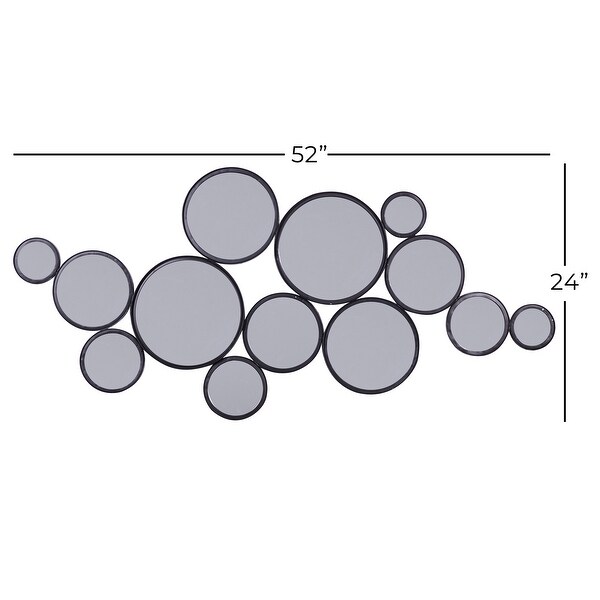 Black Iron Contemporary Wall Mirror 52 x 24 x 1 - 24 x 1 x 52Round