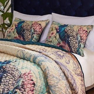 Barefoot Bungalow Eden Peacock Quilted Pillow Sham Set (Set of 2)