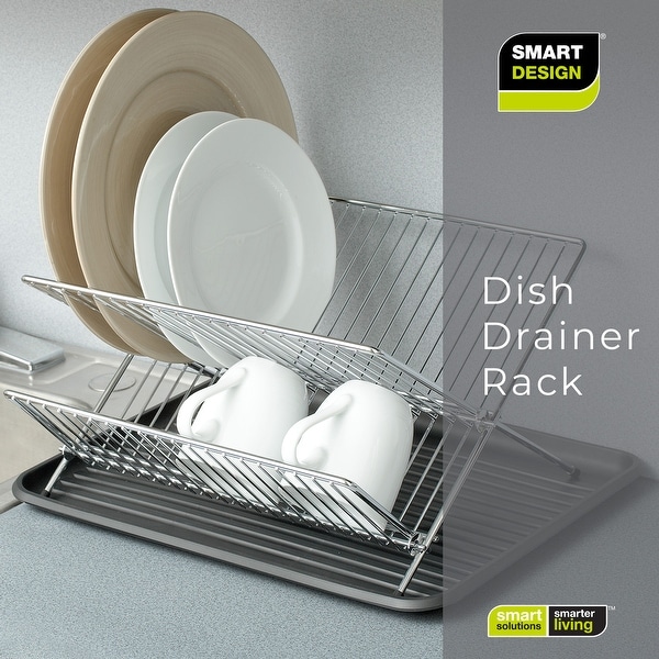 Smart Design Dish Drainer Rack with Drain Board