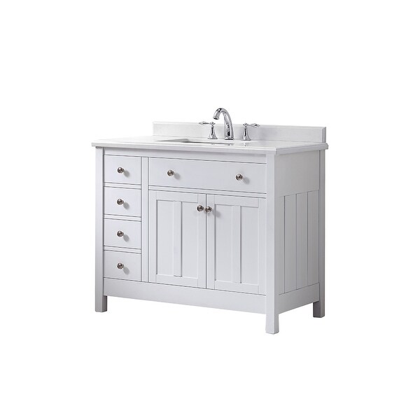 OVE Decors Newcastle 42 Pure White Undermount Single Sink Vanity with Marble Top