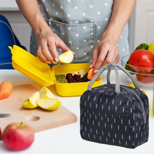 Insulated Lunch Bags, 9"x4"x8" Thermal Lunch Portable Containers Bag - Blue, White