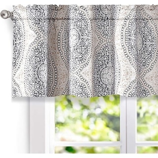 DriftAway Adrianne Damask and Floral Pattern Window Curtain Valance 2 Pack