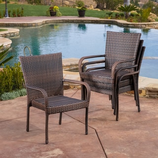 Benhill Outdoor Contemporary Wicker Stacking Chairs (Set of 4) by Christopher Knight Home