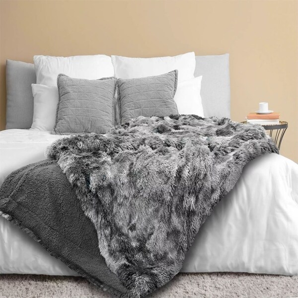 Soft Fluffy Faux Fur Bed Blanket, Tie-Dye