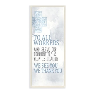 Stupell Health Care Worker Gratitude Community Heroes Text Wood Wall Art,7x17 - White