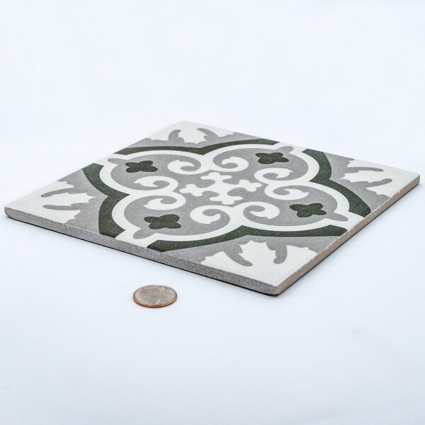 Oviedo 8x8 Ceramic Floor & Wall Tile, Greys and White