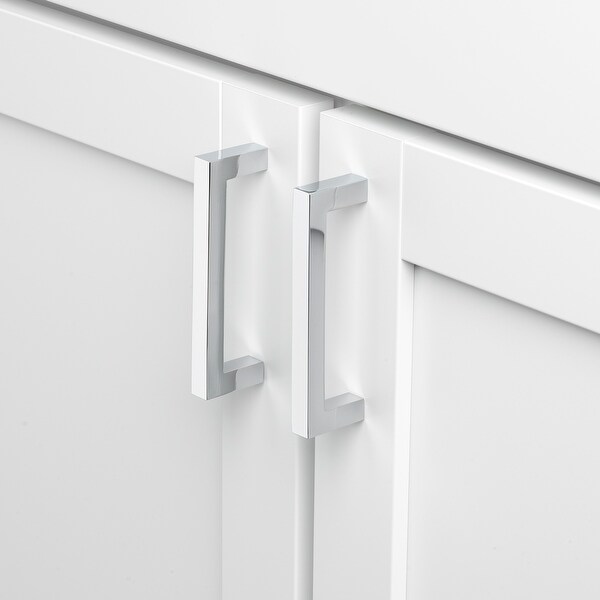 GlideRite 5-Pack 3-3/4 in. CC Polished Chrome Solid Square Bar Pulls - Polished Chrome