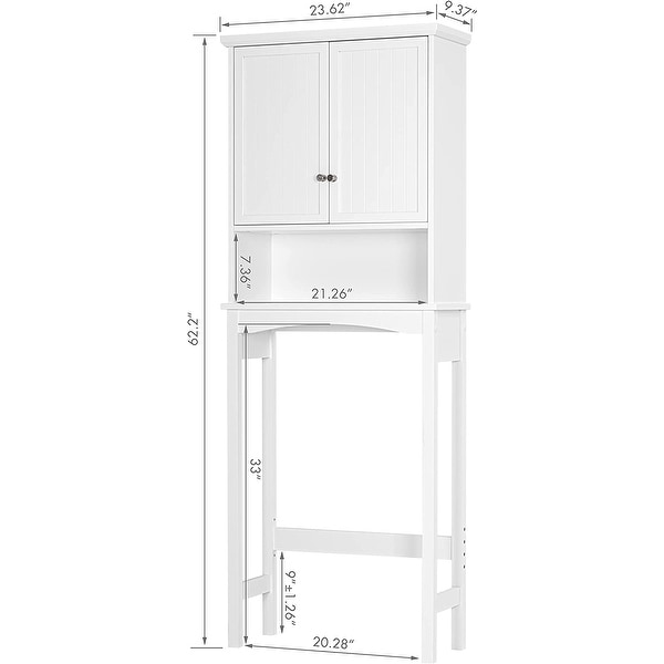 Spirich Bathroom Storage Over The Toilet, Bathroom Cabinet Organizer with Adjustable Shelves and Double Doors, White