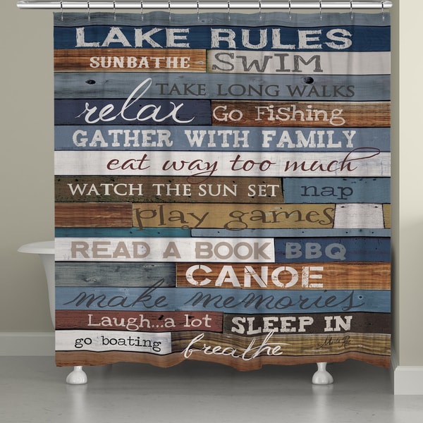 Laural Home Lake Rules Shower Curtain 71x72