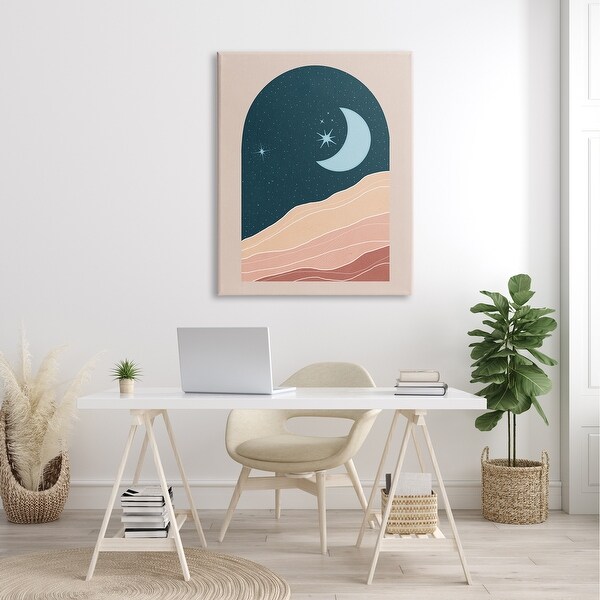 Stupell Rocky Night Dunes Constellated Crescent Moon Canvas Wall Art - Brown