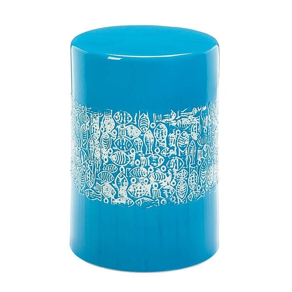 Seashore Round Blue Ceramic Stool