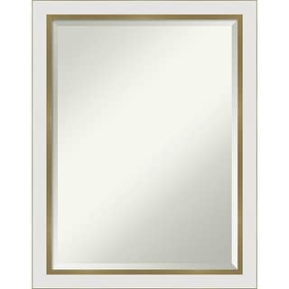 Beveled Bathroom Wall Mirror - Eva White Gold Narrow Frame