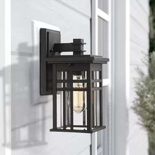 Outdoor Wall Lantern in Black Finish,Wall Sconce Lantern with Clear Glass