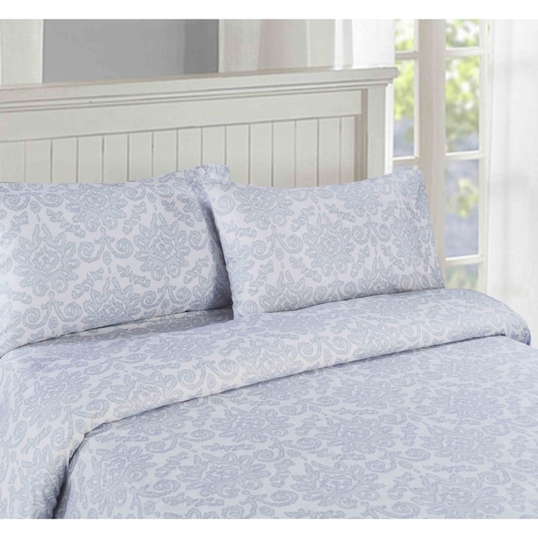 4pc Microfiber Sheet Set Printed Gray Floral