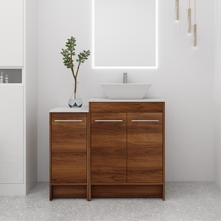 Beingnext 24"/36"/48" Bathroom Vanity with Sink, Freestanding Bathroom Vanity with Soft Close Door and Shelf