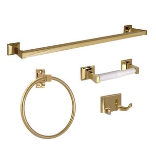 Bathroom Accessory Kit in Polished Brass, 4-Piece