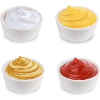 Farmhouse Decor Porcelain Dipping Bowls Sauce Dishes - Set of 4 Elegant White Soy Sauce Dish