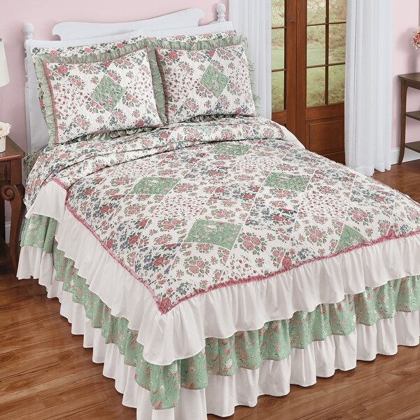 Delightful Garden Floral Patchwork Ruffled Bedspread