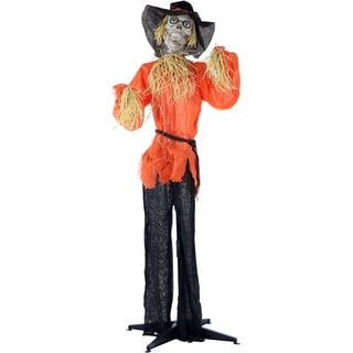 Life-Size Animated Skeleton Scarecrow, Rotating Head, Halloween Decor