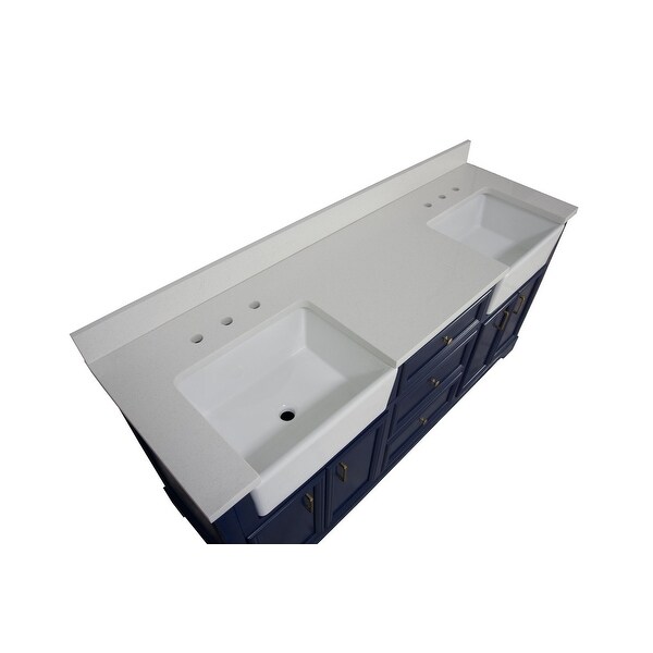 KitchenBathCollection Zelda 72" Double Farmhouse Vanity with Quartz Top