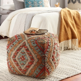 Reissa Bohemian Geometric Colorful Pouf