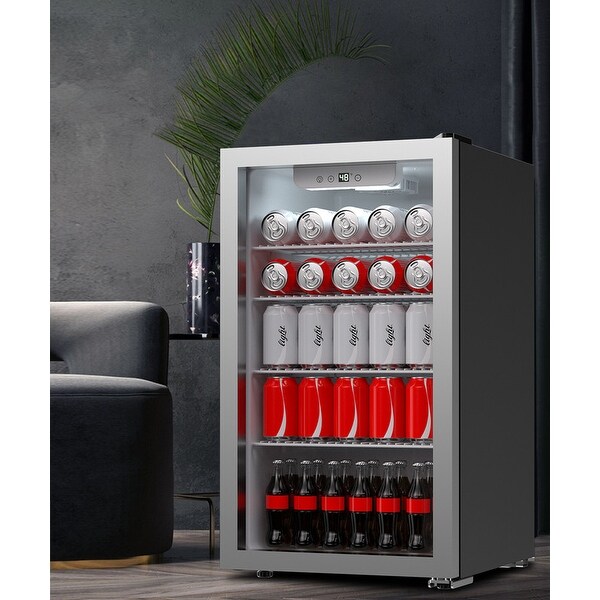 JEREMY CASS 3.2 cu. ft. 26 Bottle Wine Cooler, 120Cans Beverage Refrigerator and Cooler With Glass Reversible Door
