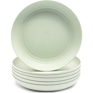 Wheat Straw Plates, Unbreakable Plate (Green, 9 in, 6 Pack)