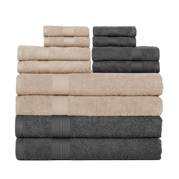 Luxurious Cotton 600 GSM Bathroom Towel Assorted Color by Ample Decor - Pack of 12