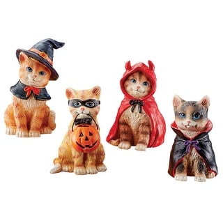 Adorable Halloween Cat Statues Indoor Set, 4 pc - 12.750 x 8.250 x 4.750