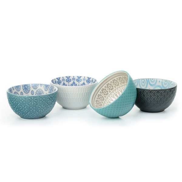 Signature Housewares Pad Print 11 Set of Four 6-Inch Bowls - N/A