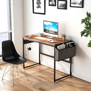 Mieres Home Office Computer Desk, Writing Study Desk, Modern Simple Style Laptop Table with Storage Bag and Hook
