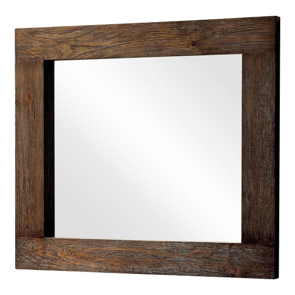 Wima Rustic Brown 42-inch Wood Wall Mount Mirror by Furniture of America
