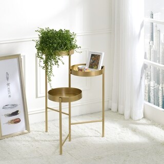 Furniture of America Caleb Modern Gold 11-inch 3-tier Indoor Plant Stand
