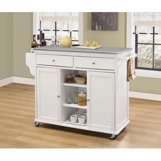 Homestyles Kitchen Cart with Stainless Steel Metal Top Rolling Mobile Kitchen Island with Storage and Towel Rack 47 Inch