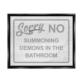 Stupell No Summoning Demons Bathroom Framed Floater Canvas Wall Art, Design by Lil' Rue
