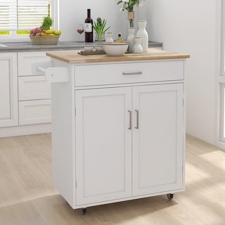 Kitchen island rolling trolley cart with two doors