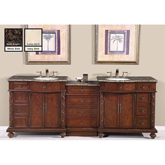 Silkroad Exclusive 90-inch Double Sink Bathroom Vanity Cabinet
