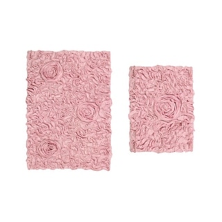 Home Weavers Bellflower Collection Absorbent Cotton 2 Piece Set Machine Washable Bath Rug-17"x24", 21"x34"