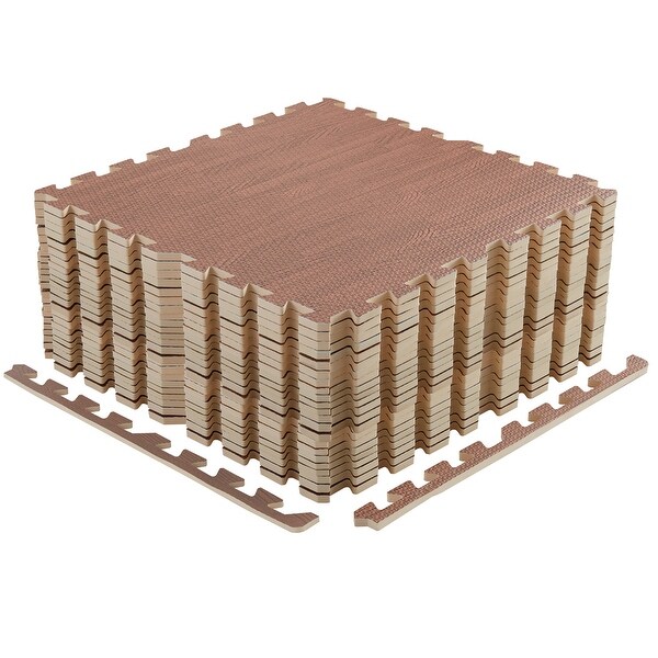 12 Tiles Interlocking Foam Floor Mats Wood Grain