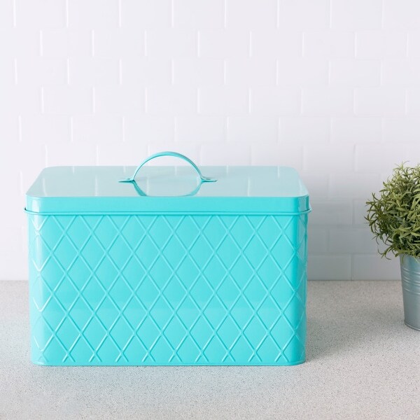 Home Basics Turquoise Tin Bread Box