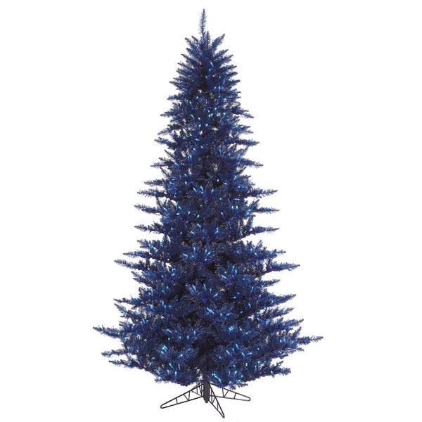 Vickerman Navy Blue Plastic 3-foot Fir Artificial Christmas Tree with 100 Blue Lights - 3 Foot