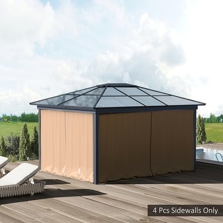 Outsunny 10' x 10' Universal Gazebo Sidewall Set with 4 Panels, 40 Hooks/C-Rings Included for Pergolas & Cabanas, Brown
