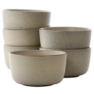 6 Piece 5.5 Inch Round Stoneware Bowl Set in Toast