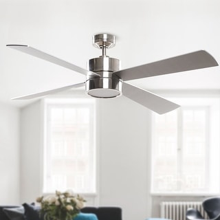 52" Brushed Chrome 4-Blade LED Ceiling Fan with Remote