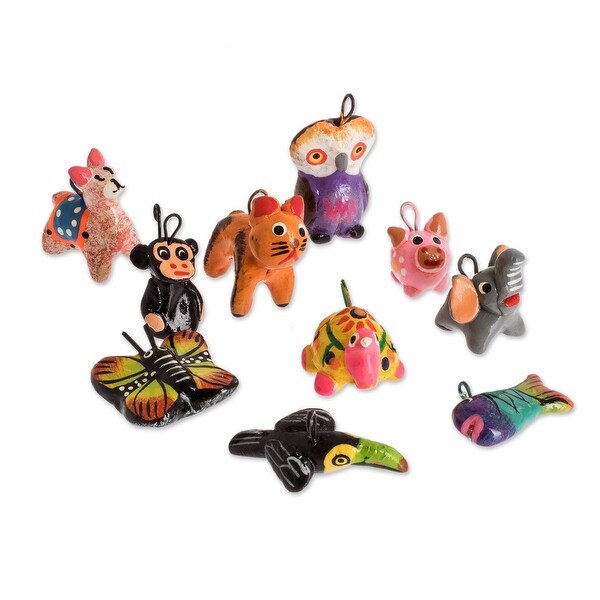 Novica Handmade Noahs Ark Friends Terracotta Mini Ornament Set (Set Of 30)