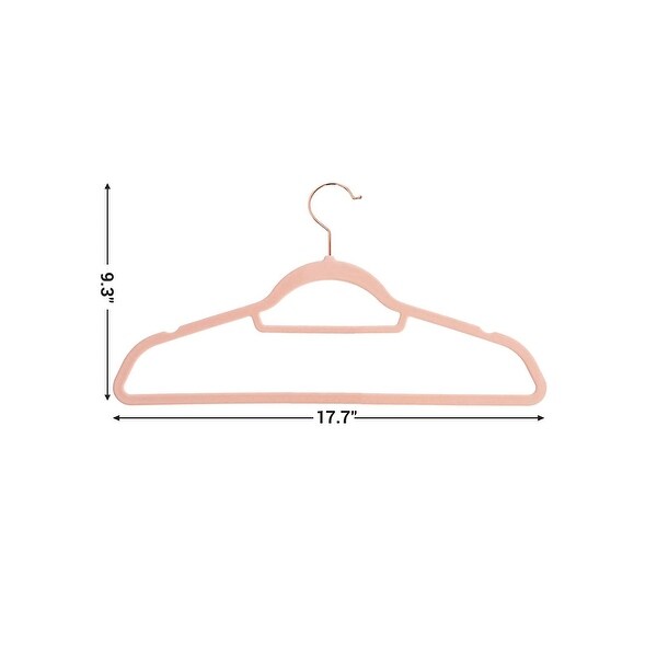 Plastic Hangers Space Saving Clothes Hangers, Ultra Thin with Non Slip Rubber Coating, Scarf and Tie Bar, Light Pink