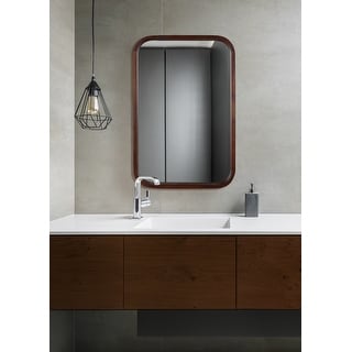 Kate and Laurel Hutton Wood Framed Radius Rectangle Mirror