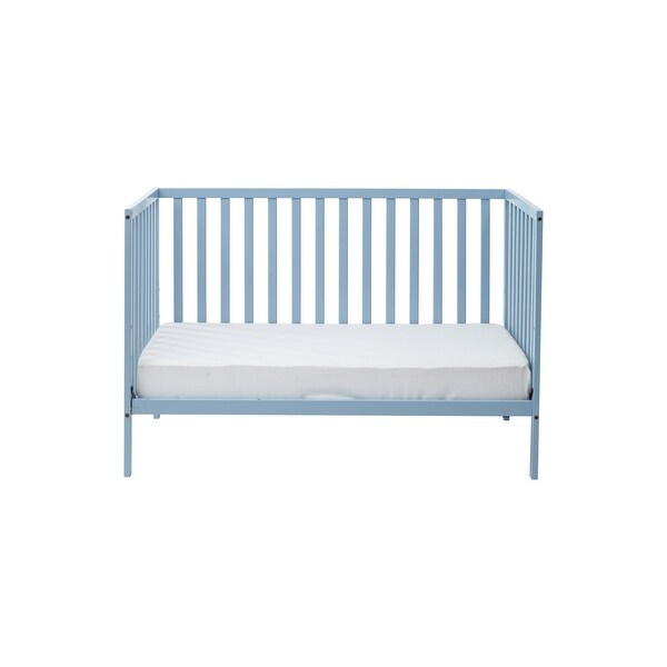 53.5 Inch 3-in-1 Wood Baby Blue Crib with Guardrail, Island Crib